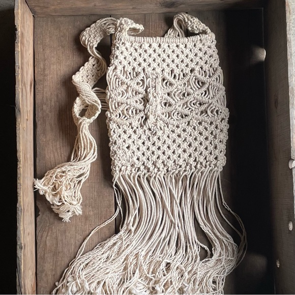 Vintage Macramé Boho Hippie Shoulder Bag Cross-body🌻 ☮️ - Picture 2 of 13